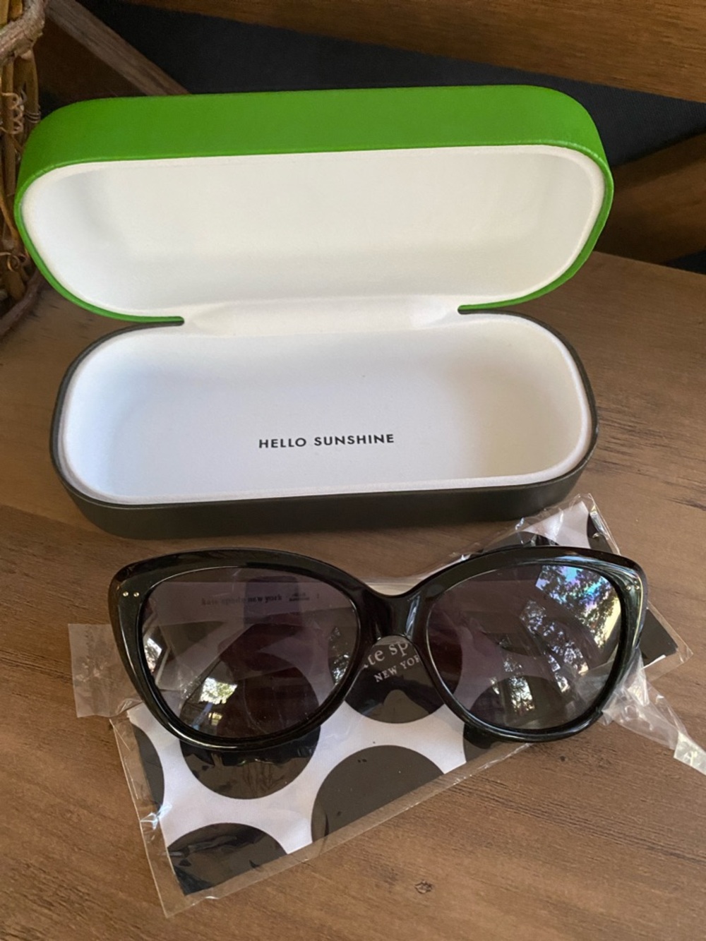 kate spade Black Cat-Eye Sunglasses with white sides